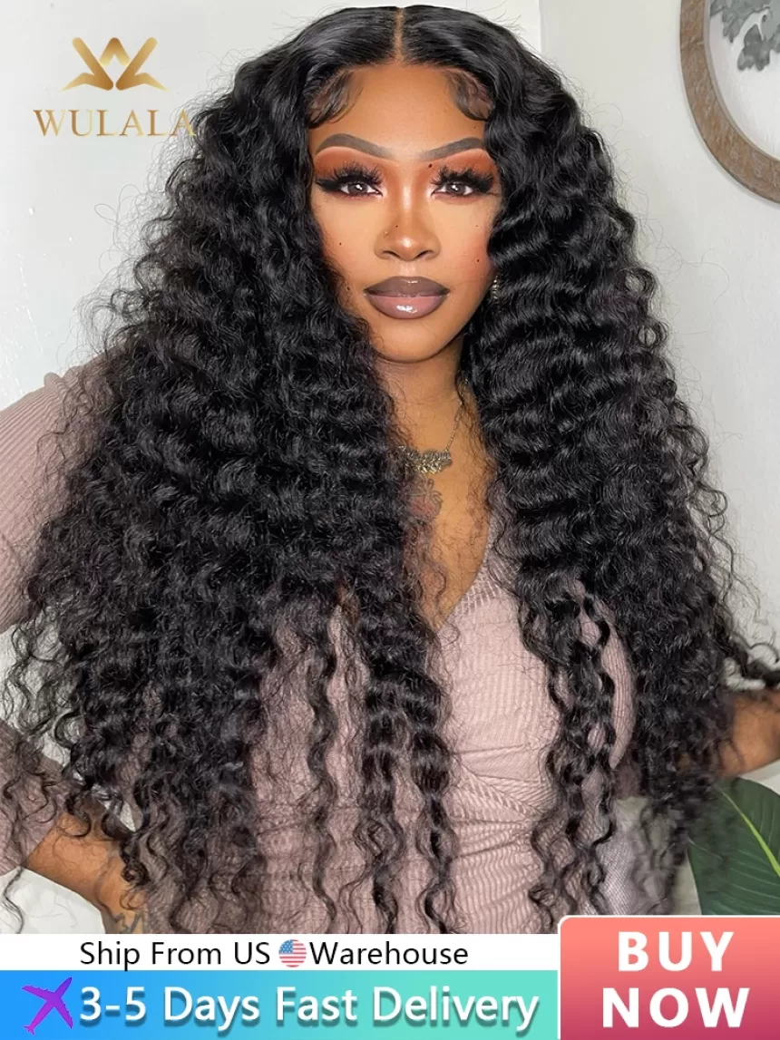 Wulala Deep Wave Lace Front Wig 13x6 Hd Lace Frontal Wig Brazilian 13x4 Curly Human Hair Wigs For Women 4x4 360 Pre Plucked Lace
