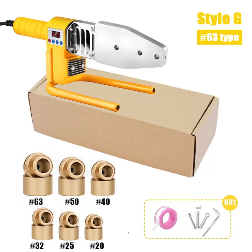 1400W/1000W/800W Pipe Welding Machine Pipe Soldering Iron Plastic Welding PP/PPR/PB/PE Tube Heating Hot Melt Tool 63/23 Types