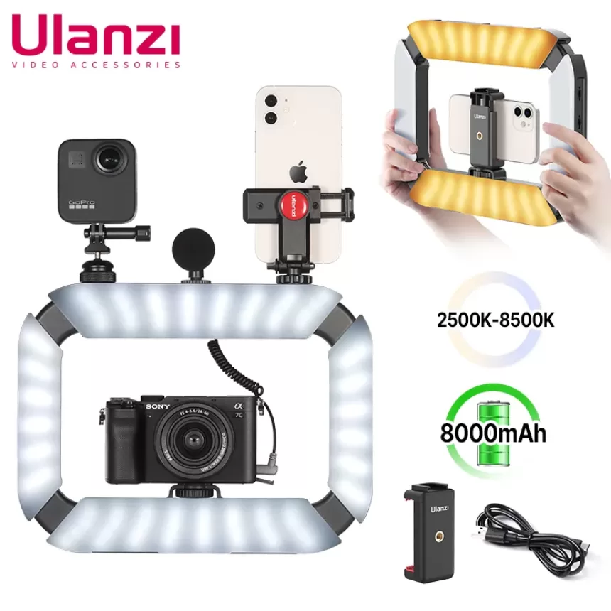 Ulanzi U200 U-200 Smartphone Video Rig LED Video Light 2 in 1 Ring Light Cold Shoe for Microphone Tiktok Youtube Live Rig Light