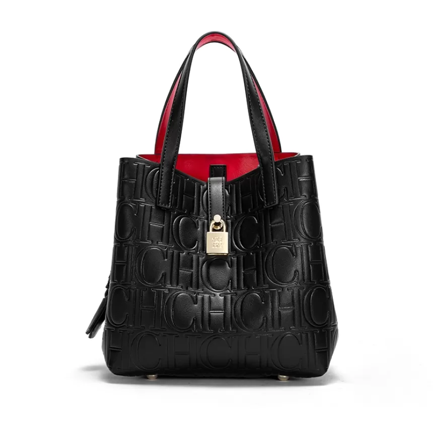 Classic Style Fashion Retro Craft New 2024 Women's Handbag Letter Printed Metal Accessories Large Capacity Solid Color