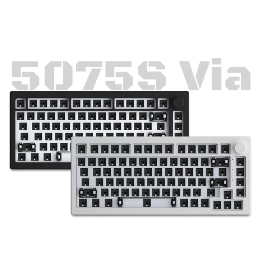 Akko 5075S VIA Kit 75% Custom Barebone Keyboard RGB Backlit 3/5-Pin Hotswap Mechanical Gaming Keyboard with Knob Gasket Mount
