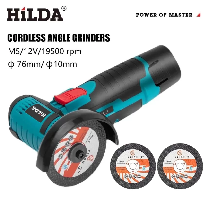 HILDA 12v Mini Angle Grinder Rechargeable Grinding Tool Polishing Grinding Machine For Cutting Diamond Cordless Power Tools