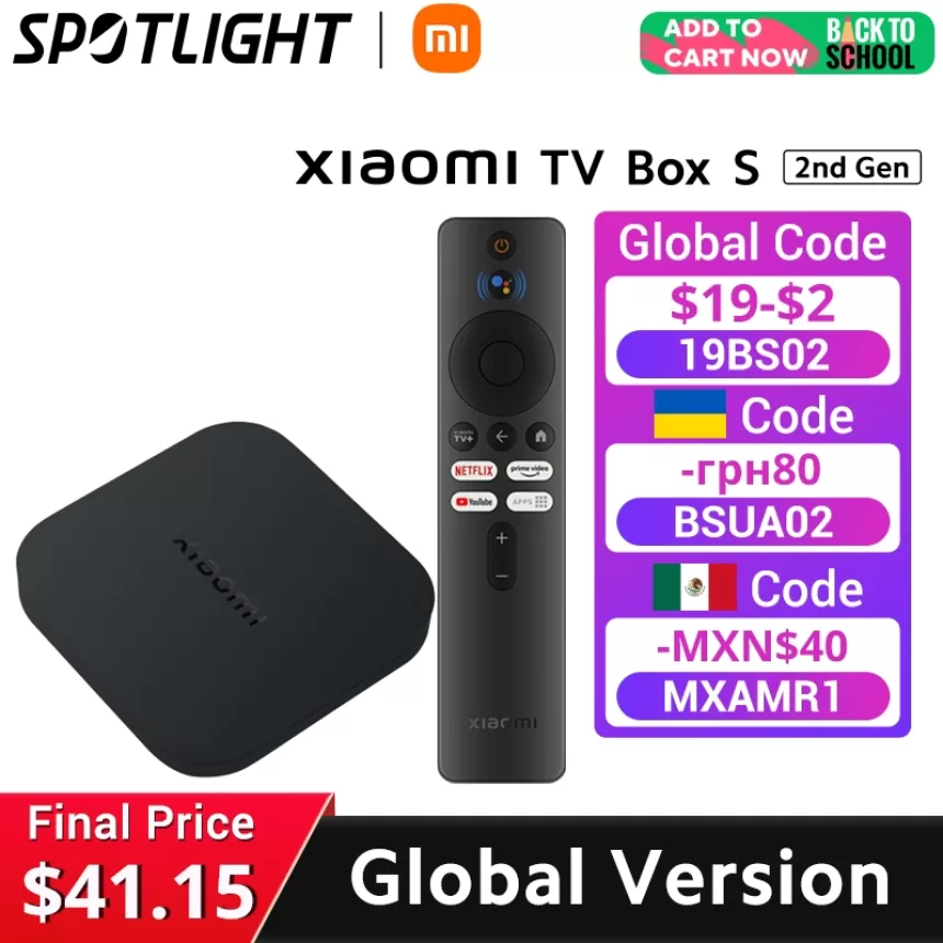 New Global Version Xiaomi Mi TV Box S(2nd Gen）Quad-core Processor Dolby Vision HDR10+ Media Player Google TV 4K Ultra