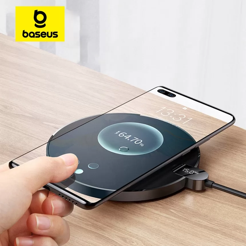 Baseus 15W Wireless Chargers For iPhone 15 14 Samsung LED Display Desktop Wireless Charging Pad For Airpods Fast Charger