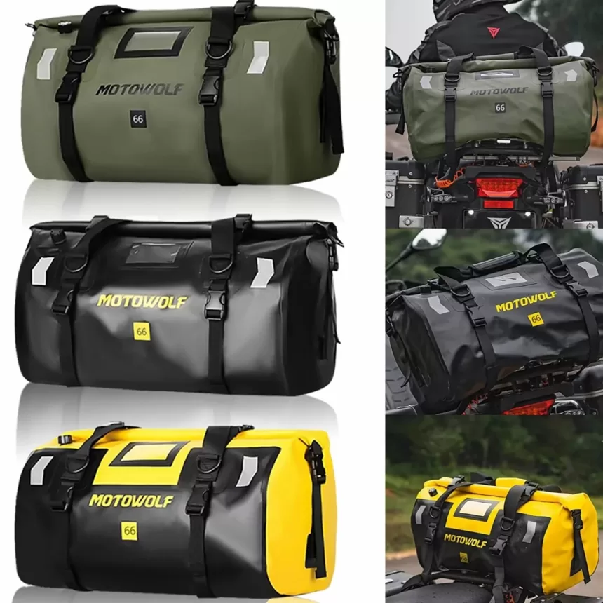 Universal 40L 66L Motorcycle Waterproof Tail Bags Helmet Durable Rear Moto Seat Bag High Capacity Riding Motocross Outdoor Bag