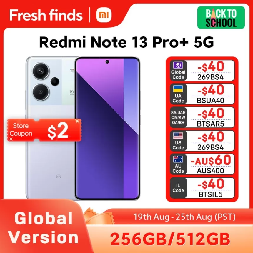 [Global Version] Xiaomi Redmi Note 13 Pro Plus 5G Smartphone 200MP OIS Camera 6.67" curved MOLED display 120W HyperCharge 120Hz