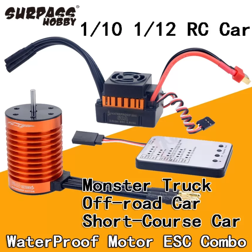 1:10 1:12 1:14 RC Part Waterproof F540 3300KV 4370KV Brushless Motor W/60A ESC for Wltoys 144001 124019 RC 124018 Truck Buggy