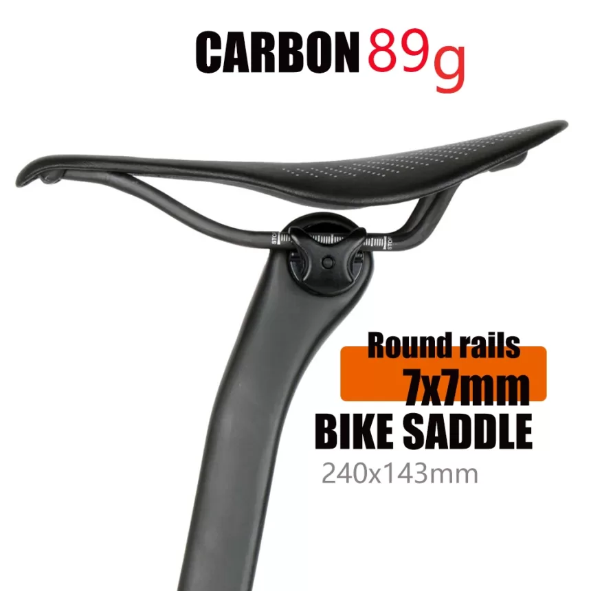 New 89g EVA Carbon Bike Saddle Comfortable Ultra-Light Saddle MTB Saddle 7x7mm Racing Bicycle Bicycle installation 240*143MM