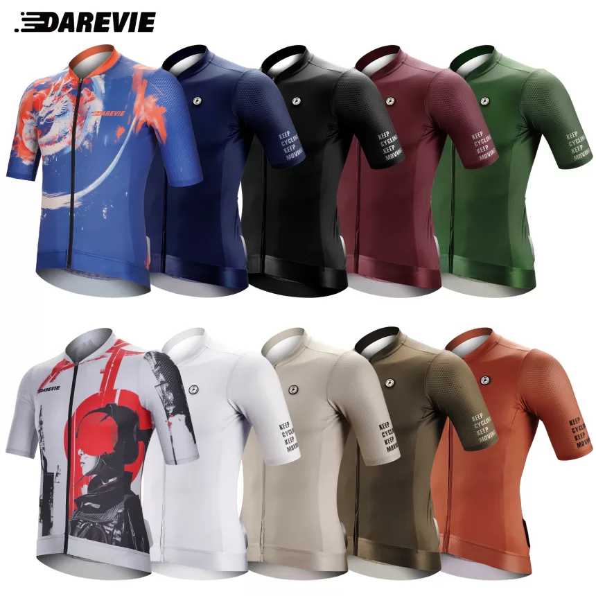 DAREVIE Cycling Jersey Slim Fit SPF 50+ Men Women Cycling Jersey 2023 Fashion Bike Jersey Pro Team High Quality Cycling Shirt