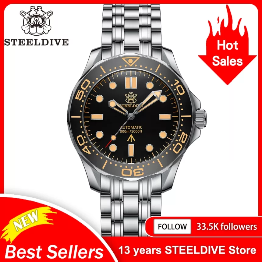 STEELDIVE SD1957 New Strap 42MM Vintage Bezel 200M Waterproof NH35 Green Luminou Sapphire Glass Automatic Dive Watch Reloj