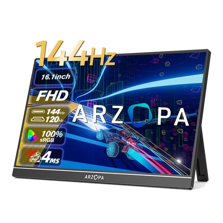 ARZOPA 16.1'' 144Hz 1080P FHD Portable Gaming Monitor 100% sRGB HDR External Display Second Screen