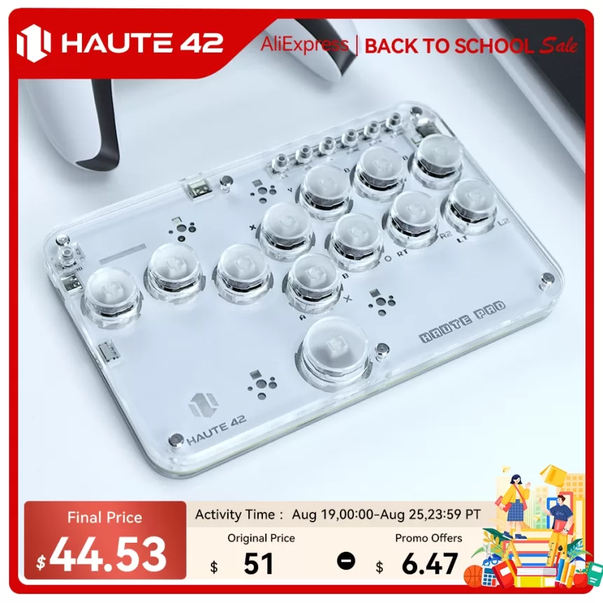 Haute42 Arcade Joystick Hitbox Leverless Controller Fight Sticks For PC / Ps4 /Switch Mini Hitbox Fighting Game Arcade Stick