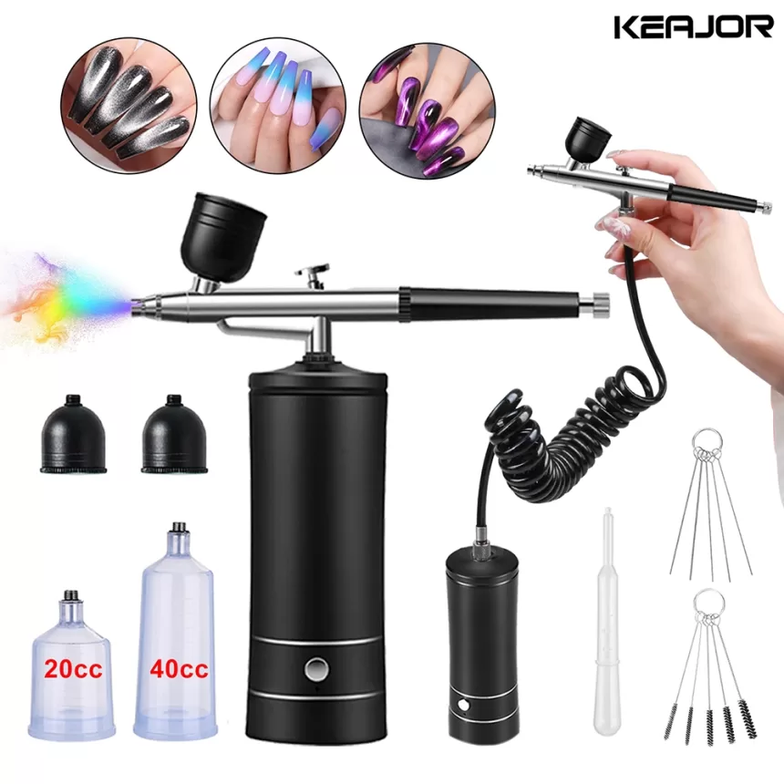 Airbrush Nails Art Painting Compressor Portable Air Brush Cake Paint Spray Gun Cordless Mini Airbrush For Nail Decoration Makeup