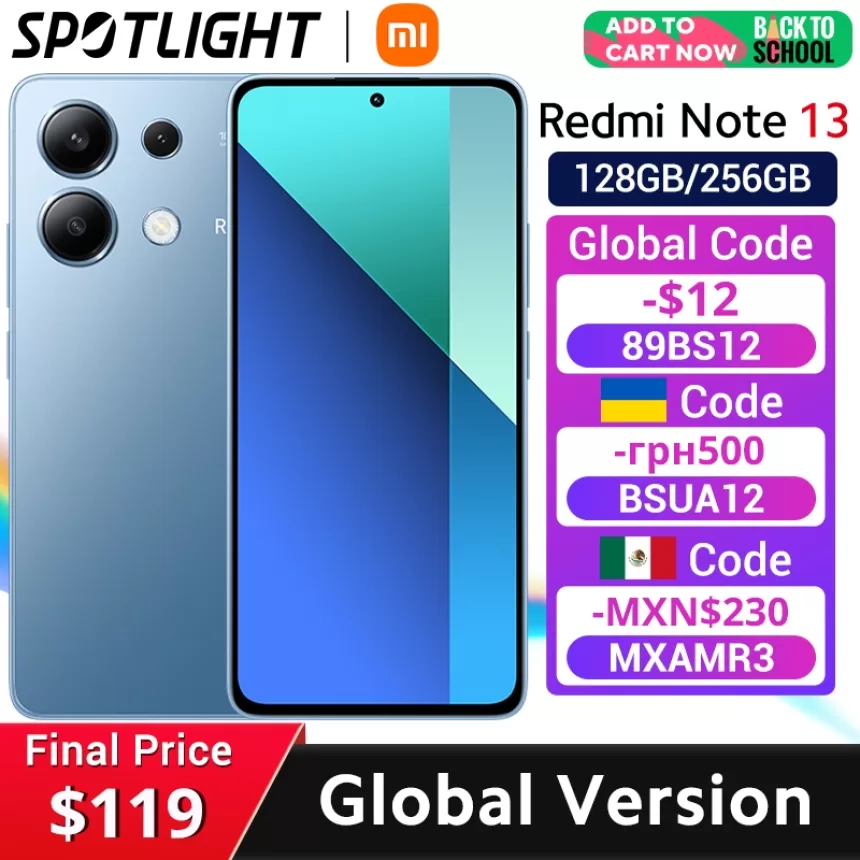 Global Version Xiaomi Redmi Note 13 Smartphone Snapdragon® 685 108MP camera 33W charging 120Hz AMOLED display