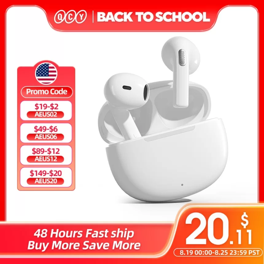 QCY T20 TWS Wireless Earphones Bluetooth 5.3 Earbuds 68ms Low Latency 13mm Driver HIFI Headphones 4 Mics+ENC HD Call Headsets