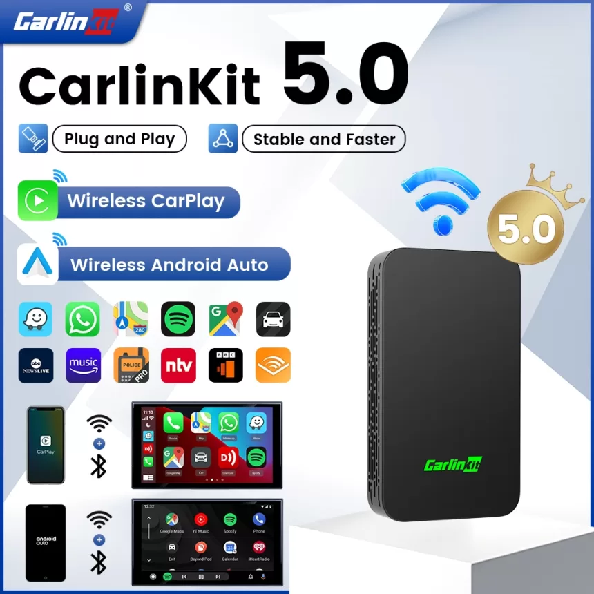 2024 CarlinKit 5.0 2Air Wireless Android Auto Box Portable CarPlay Wireless Dongle For Car Radio with Wired CarPlay/Android Auto