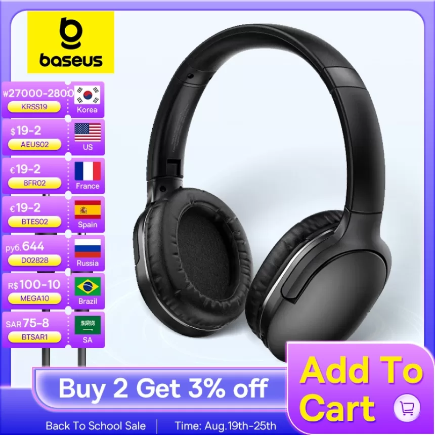 Baseus D02 Pro Wireless Headphones Bluetooth Earphone 5.3 Foldable Headset Sport Headphone Gaming Phone Fone Bluetooth Earbuds