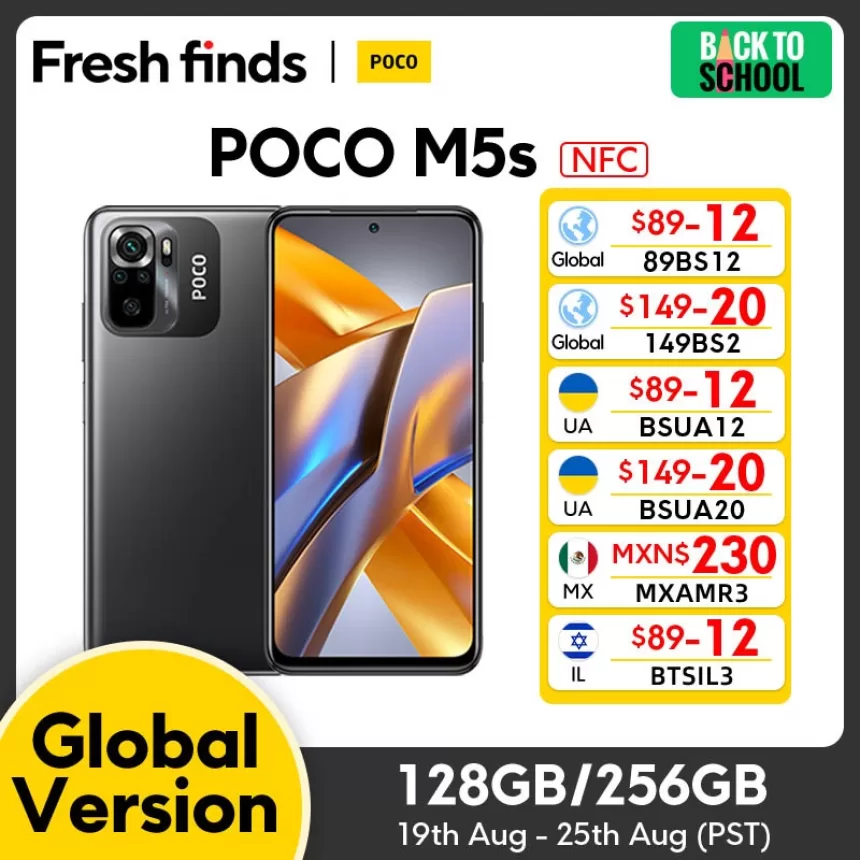 【World Premiere】Global Version POCO M5s 128GB/256GB MTK G95 64MP Quad camera AMOLED display 5000mAh 33W NFC