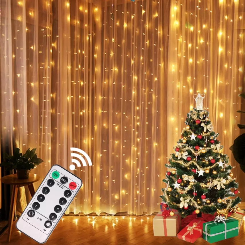 Christmas Lights LED Fairy String Curtain Lights 8 Mode Remote USB Festoon Christmas Decor For Home Holiday New Year Lamp