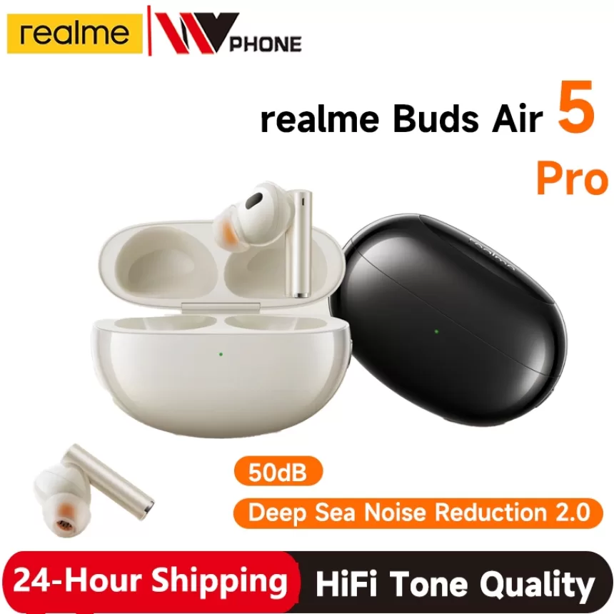 Global Version realme Buds Air 5 Pro Bluetooth Earphone 50dB Active Noise Cancelling LDAC Bluetooth 5.3 Wireless Headphone