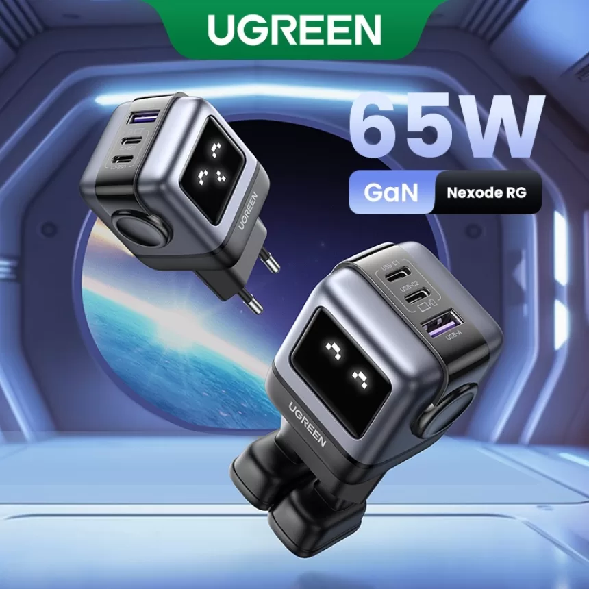New！UGREEN 65W GaN Charger Robot Design Quick Charge 4.0 3.0 PPS PD Fast Charger for iPhone 15 14 13 Pro Macbook Laptop Tablet