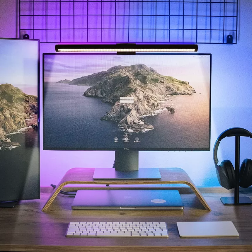 Wiscolor RGB LED PC Monitor Light Bar Computer Monitor Screen Hanging Light Stepless Dimming Eye-Care USB Atmosphere Table Lamp