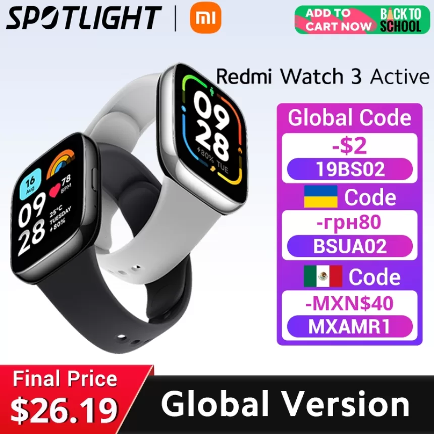 [Xiaomi Redmi Watch 3 Active] Global Version Bluetooth Phone Call 12 Days Battery 1.83'' LCD Display 5ATM Waterproof