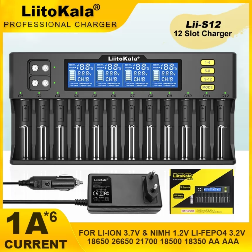 LiitoKala Lii-S12 Lii-S8 Lii-PD4 Lii-PD2 Lii-500S 3.7V 18650 18350 Battery Charger Auto-Polarity Detect 26650 21700 1.2V AA AAA
