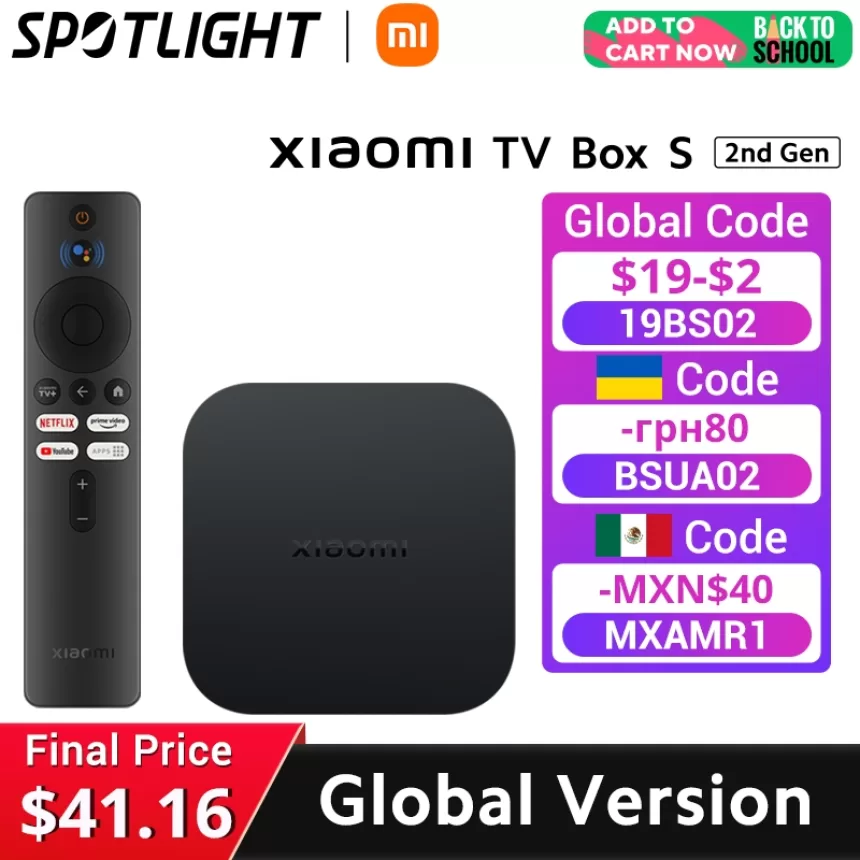 [World Premiere] Global Version Xiaomi Mi TV Box S 2nd Gen 4K Ultra-HD Quad-core Processor Dolby Vision HDR10+ Google Assistant