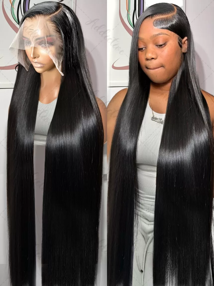 30 40 Inch Bone Straight Transparent 13x6 Lace Frontal Human Hair Wigs 250 Density Brazilian Remy 13x4 Lace Front Wig For Women