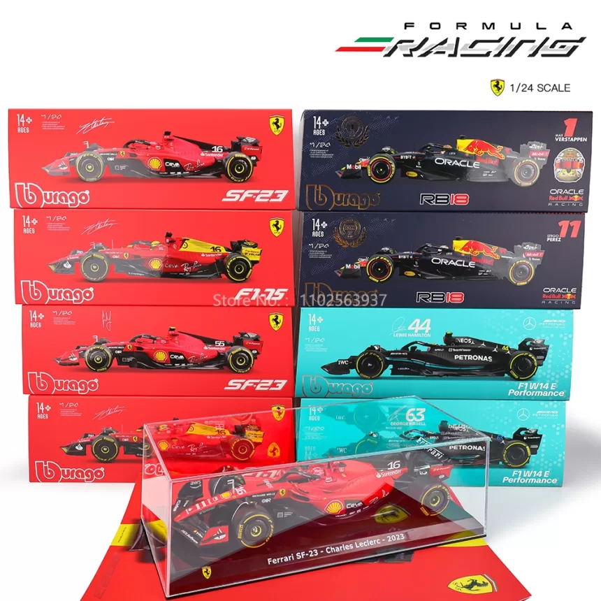 Bburago 1:24 F1 2023 Ferrari SF23 16# Leclerc 55#Sainz Formula 1 Simulation Alloy Car Model Crafts Decoration Collection
