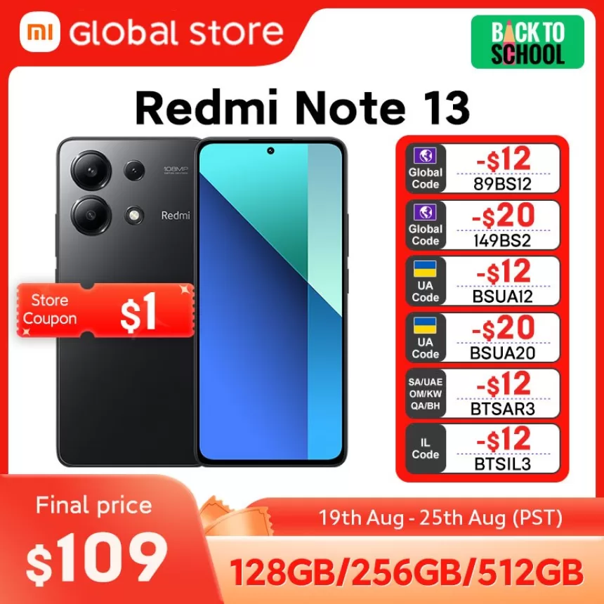 [Global Version] Xiaomi Redmi Note 13 Smartphone 128GB / 256GB 6.67" AMOLED display 108MP Camera Snapdragon 685 5000mAh