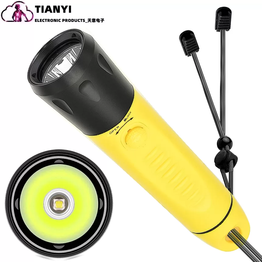 Diving flashlight charging strong light L2 focus long flashlight plastic waterproof submersible lighting at night submersible