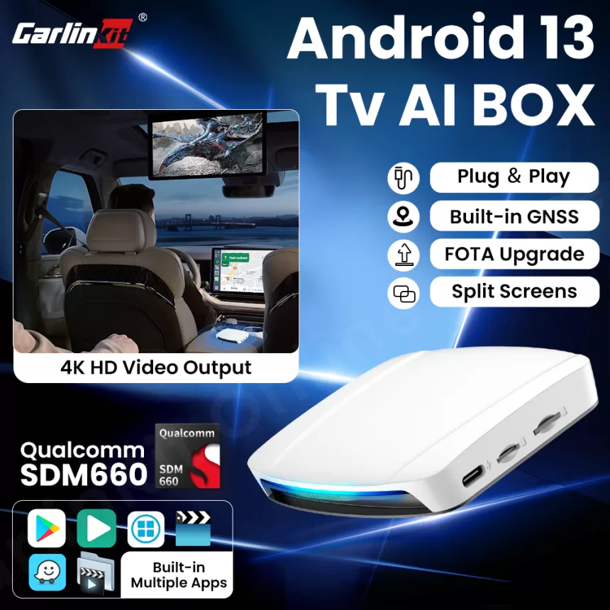 Carlinkit UHD TV Box Android 13.0 Qualcomm 8-Core Wireless CarPlay & Android Auto Adapter Support 4K HD Video Output Onlie Video