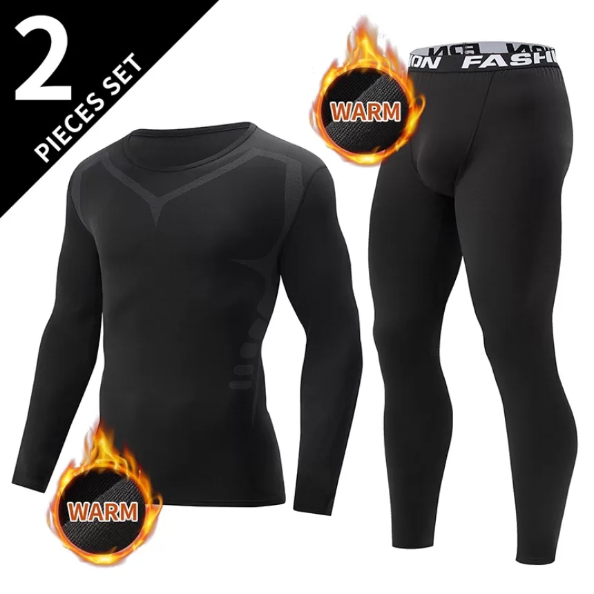 2-piece men's warm corset Ski warm suit Corset jacket and trousers Men's fitness pants shirt running yoga athletes sports pants