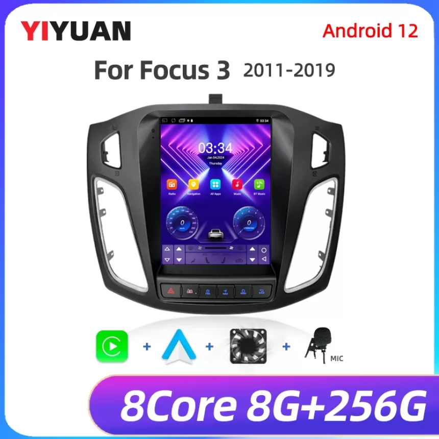 8Core 2 Din Android 12 Car Radio for Ford Focus 3 Mk 3 2011 2012 - 2019 Multimedia Video Player 2Din Carplay Auto Stereo DVD