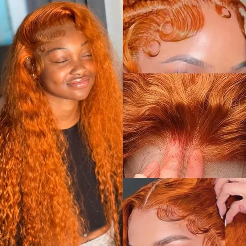 Ginger Orange Water Wave #350 Colored 13x6 13x4 Transparent Lace Front Wig Human Hair for Women Deep Curly Wigs Pre Plucked
