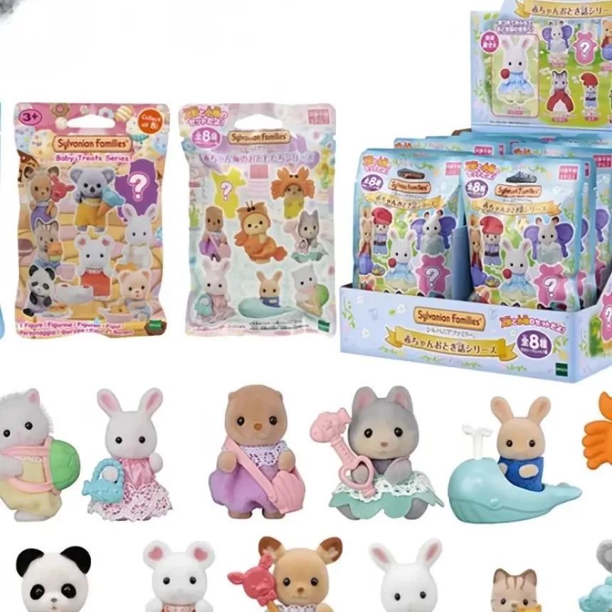 Japan Sylvanian Families Forest Partners Kawaii Camping Dress Up Baby Doll Cute Anime Figrues Room Flocking Toys Gift