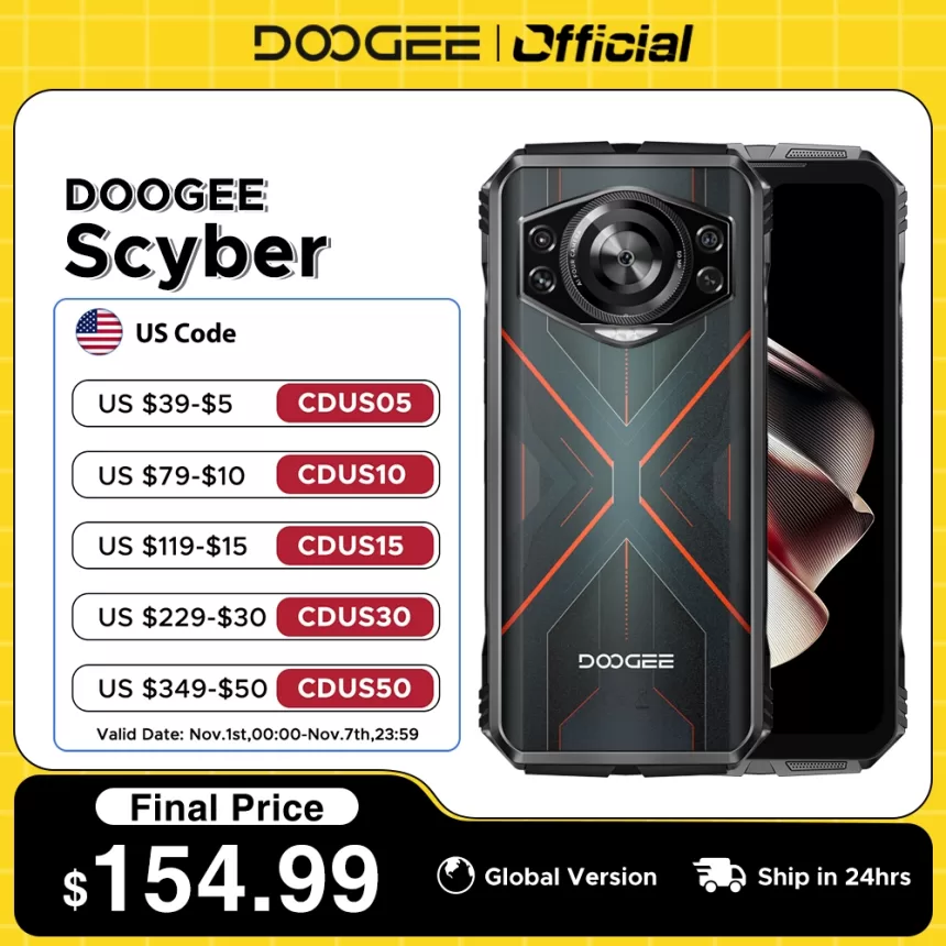 World Premiere DOOGEE S Cyber Rugged Phone 6.58" 90Hz IPS Screen 10800mAh Large Battery 8GB+256GB 50MP AI Main Camera Android 14