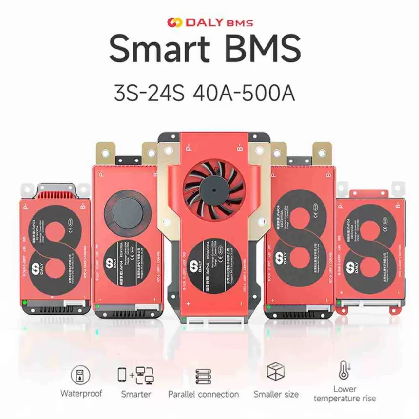 Daly BMS Smart BMS Bluetooth Lifepo4 4S 7S 8S 10S 16S 20S Battery Solar Inverter Outdoor Power Home Energy Storage RV Scooter