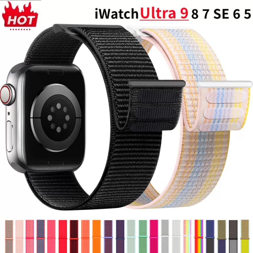 Nylon Loop Strap for Apple Watch Band 46mm 40mm 44mm 45mm 42mm 41mm 38mm Smart Belt Bracelet for IWatch Ultra 49mm 8/7/6/SE/5/4