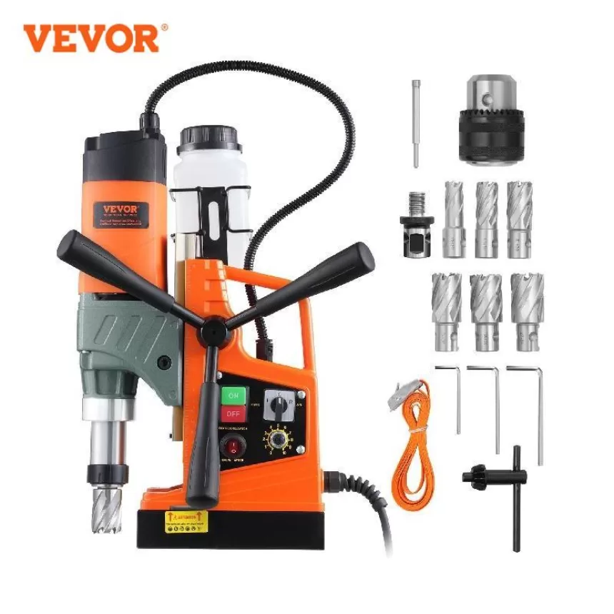 VEVOR 1450W Magnetic Drill 2" Boring Diameter 12500/12800N Portable Electric Mag Drill Press 800 RPM Magnetic Drilling Machine