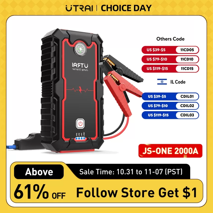 UTRAI Power Bank 2000A Jump Starter Portable Charger Car Booster 12V Auto Starting Device Emergency Car Battery Starter