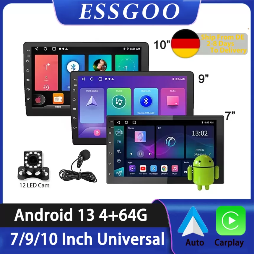 ESSGOO 2 Din Android Car Radio Carplay 7 9 10 Inch Car Multimedia Video Player Stereo Radio GPS For Tesla Style Nissan Hyundai
