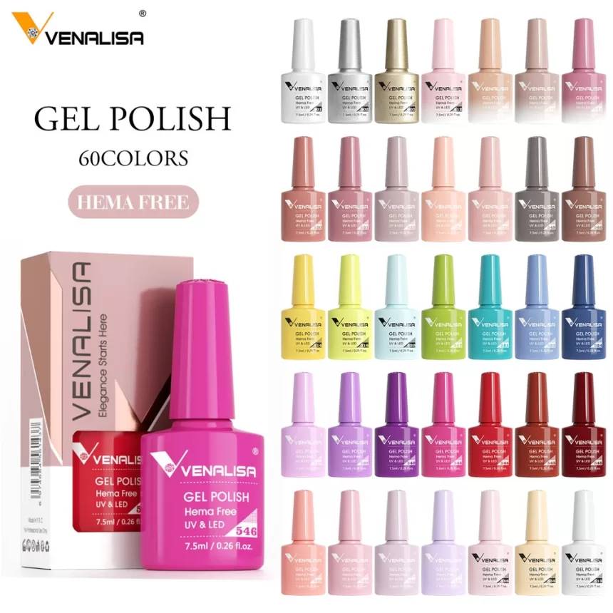 Venalisa HEMA FREE Nail Gel Polish Glitter Gorgeous Full Coverage Soak Off UV LED French Nail Jelly Nude Pink Collection 7.5ml