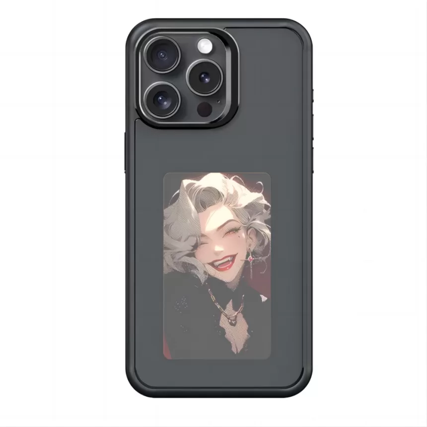New-tech NFC Function Phone Case For Iphone 15 14 13 Pro Max DIY Cases E Ink Screen Phone Cover Cartoon Girl Fundas Battery Free