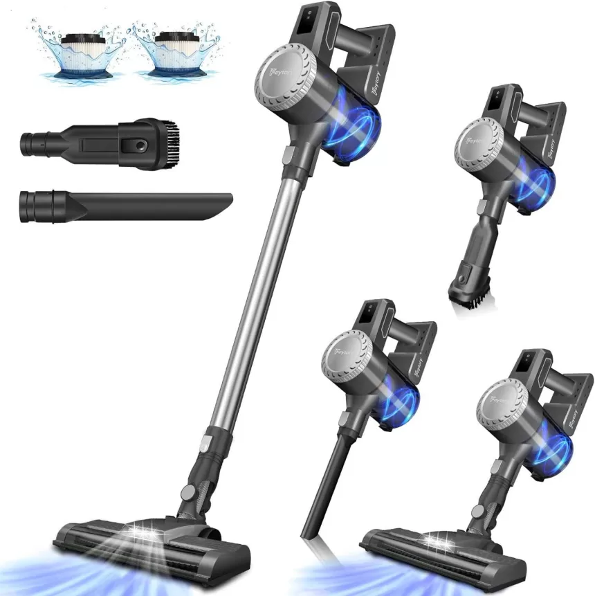 DayPlus Cordless Stick Handheld Vacuum Cleaner,15000PA 6 in 1 with LED Light+2 HEPA Filters+2000mAh 6-Cells Battery,Pet,Crevice