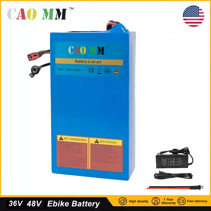 CaoMM 36V 48V Electric Bike Lithium Battery Pack 10 14 20Ah Li ion Ebike Battery for Bicycle Scooter Motorcycle with Charger
