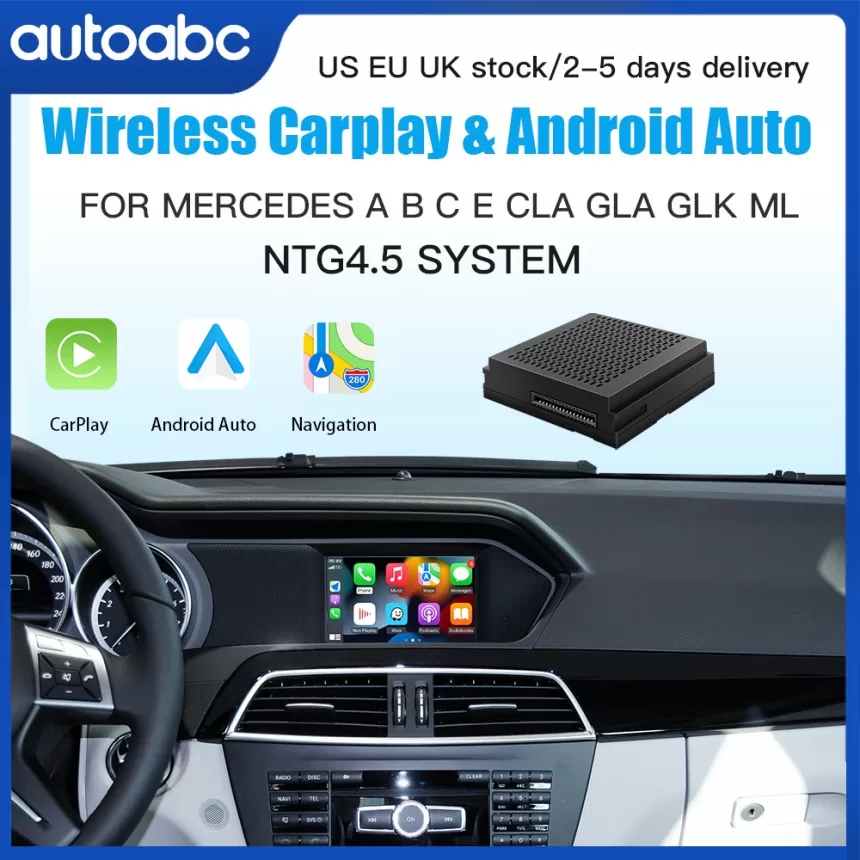 AUTOABC Wireless Carplay Android Auto For Mercedes Benz A B C E CLA GLA GLK ML NTG4.5 System Becker Interface Module Navigation