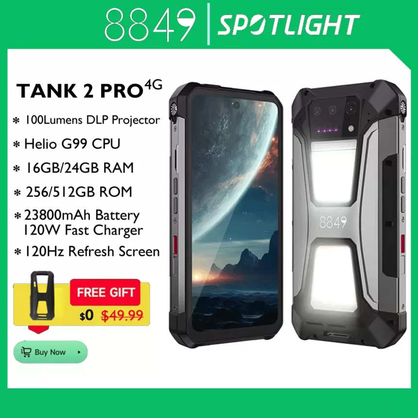 8849 Tank 2 PRO Rugged Smartphone with Projector 6.79" 2.4K Display 16GB 256GB Mobile Phone 23800mAh 120W Android 14 Phone